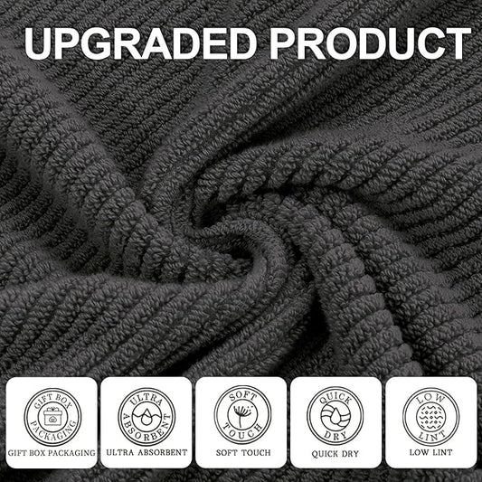 VOOVA & MOVAS Gray Hand Towels for Bathroom, Large 18" x 28" - Image 2