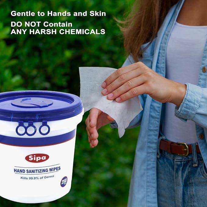 SIPA Hand Sanitizing Wipes 250 WIPES/BUCKET will Refills - Image 2