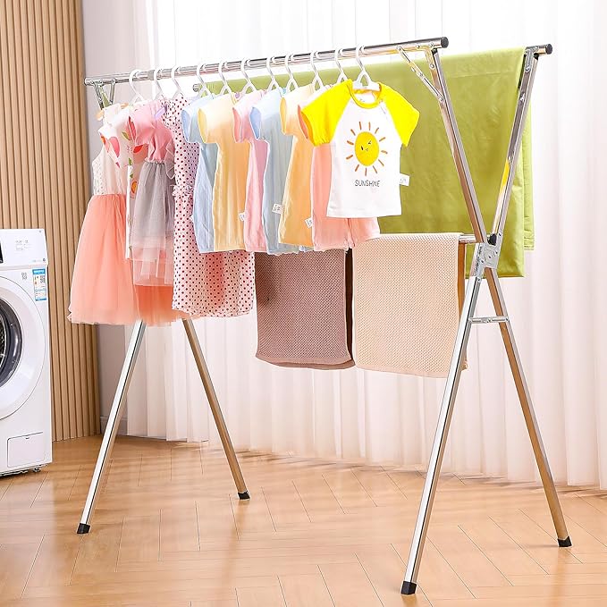 funest Drying Rack Clothing, 79 Inches Adjustble & Foldable Laundry Drying Rack by funest