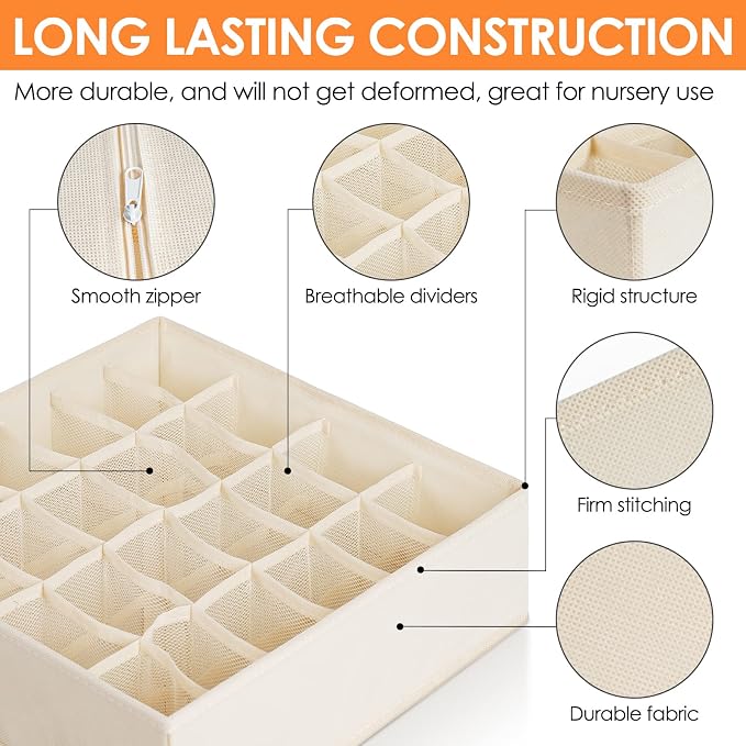 12 Pack Baby Clothes Organizer for Nursery, 116 Cells Fabric Foldable Dresser - Image 4