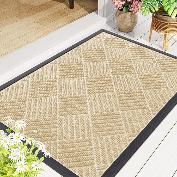 Smiry Front Door Mat Outside Entrance, Heavy Duty Outdoor Indoor Natural Rubber - Image 8