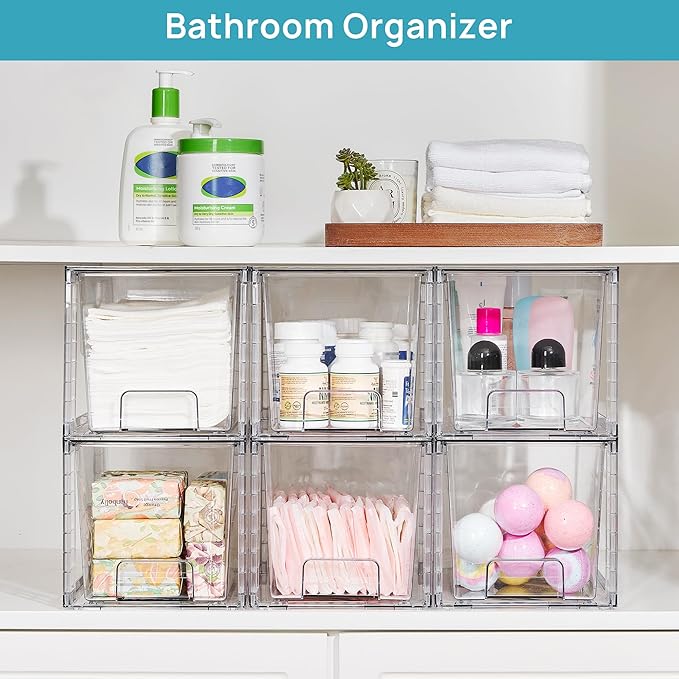 Vtopmart 6 Pack Large Stackable Storage Drawers, Easily Assemble Acrylic - Image 4