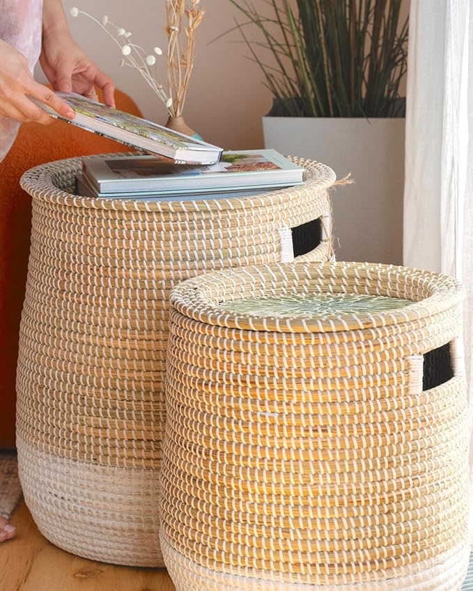Round Seagrass Laundry Hamper - Image 5