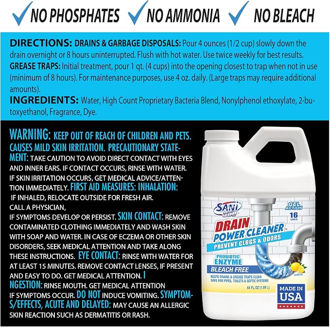 SANI 360° Drain Power Cleaner, Enzyme Gel Formula, Deodorizer, Stops Clogs - Image 7