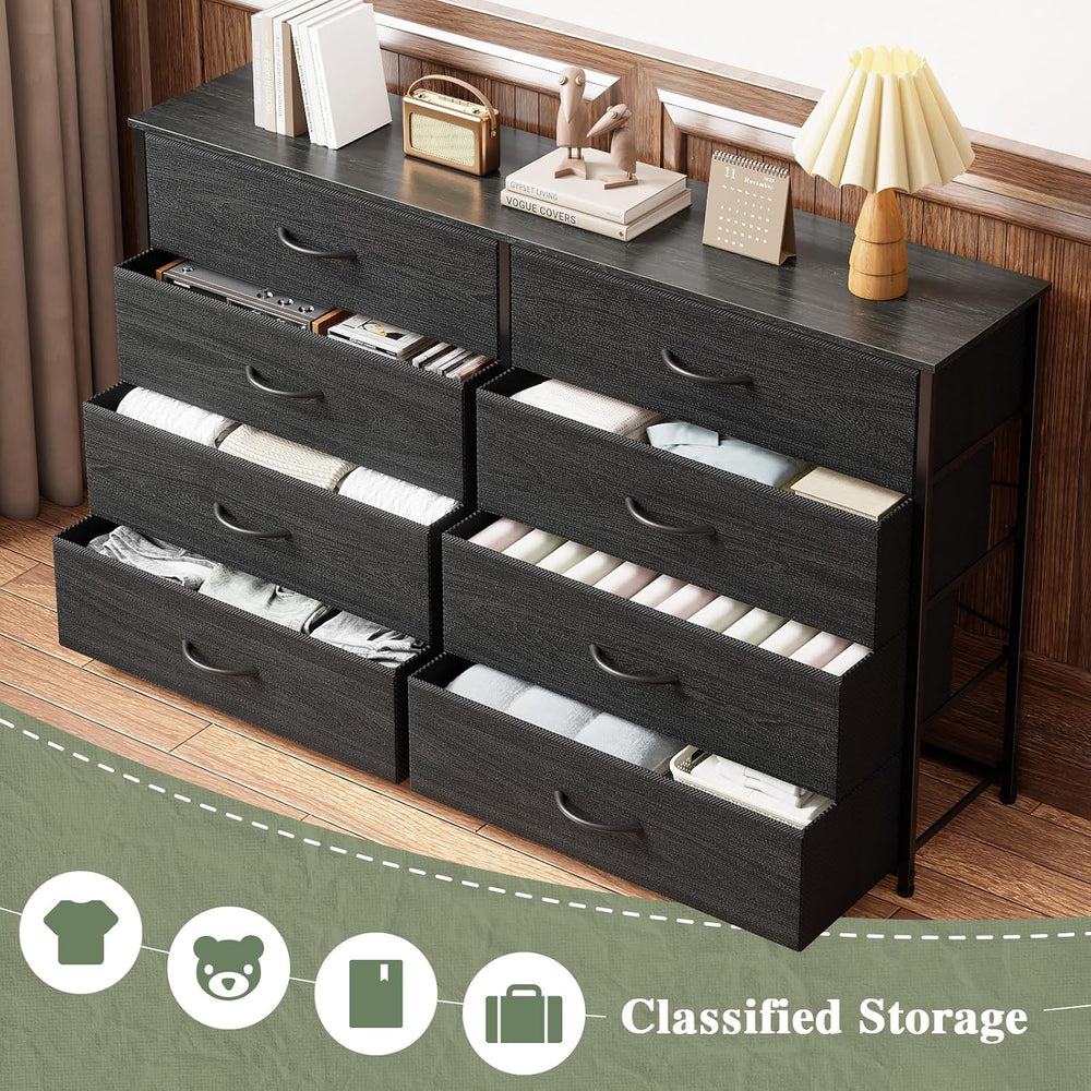 Furnulem Wide Dresser for Bedroom, TV Stand for 55'', 8 Drawer Dorm D...