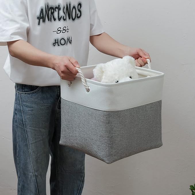 13 x 13 Inch Cube Storage Bins, 4 Pack Large Collapsible Fabric Storage Bin - Image 6