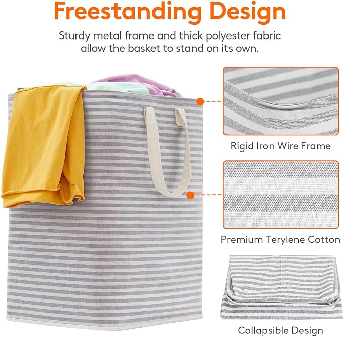Lifewit 3 Pack Laundry Hamper Large Collapsible Laundry Baskets, Freestanding - Image 2