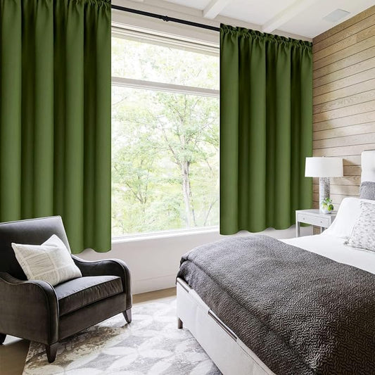 DWCN Christmas Olive Green Room Darkening Blackout Curtains - Image 2