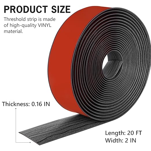20Ft Floor Transition Strip Self Adhesive Vinyl Cover Floor Strip Flat Divider - Image 2
