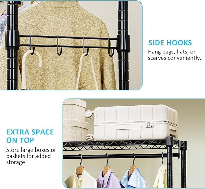 IZEUK Heavy Duty Rolling Garment Rack - Image 4