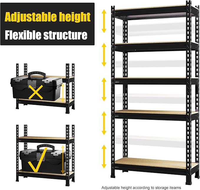 PrimeZone Storage Shelves 3 Pack 5 Tier Adjustable Garage Storage Shelving - Image 5