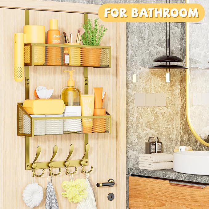 Over The Door Hooks Organizer, Coat Rack Over The Door Storage Hanger Towel Rack - Image 7