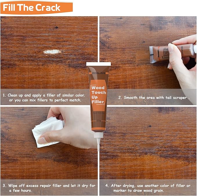 REALINN Wood Furniture Repair Kit 8 Dark Colors- Wood Fillers and Touch Up - Image 4