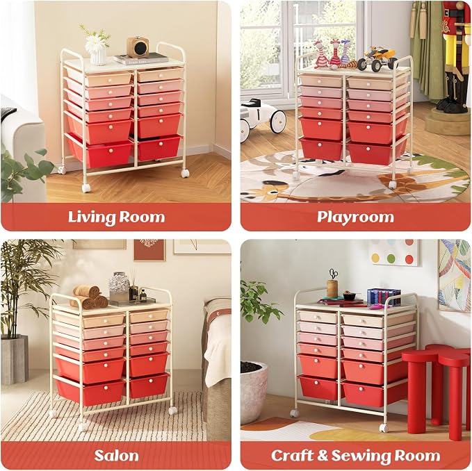 GOFLAME 12-Drawer Rolling Storage Cart, Mobile Utility Cart - Image 8