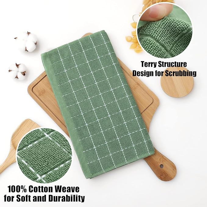 Homaxy 100% Cotton Terry Kitchen Dish Cloths, Ultra Soft and Absorbent Dish - Image 2