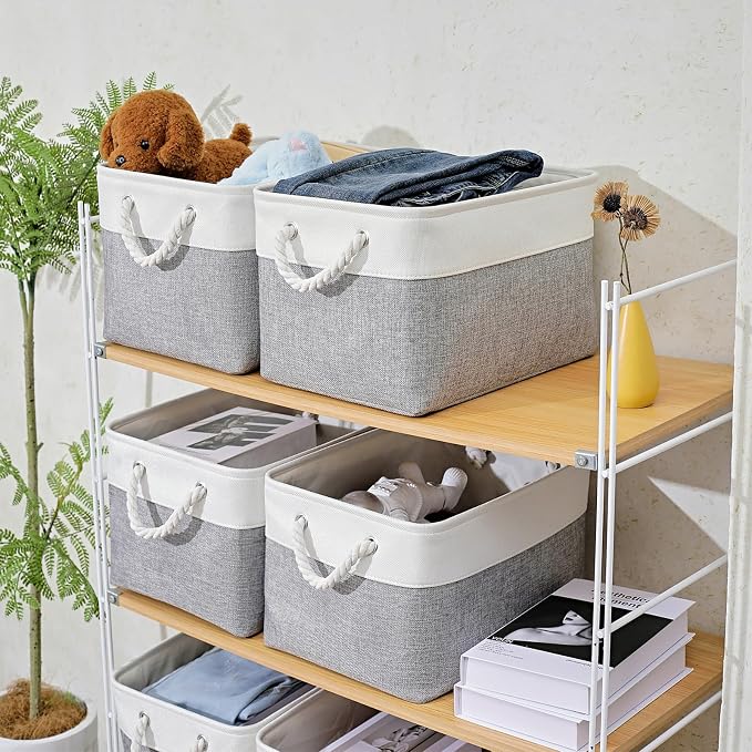 15x11x9.5 Inch Storage Baskets for Shelves, 3 Pack Storage Bins，Foldable - Image 3