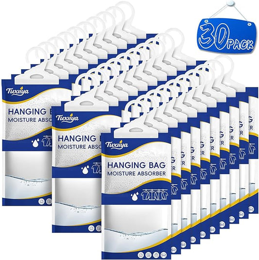 30 Pack Moisture Absorbers Packets, Hanging Closet Dehumidifier Bags, Humidity by Unknown