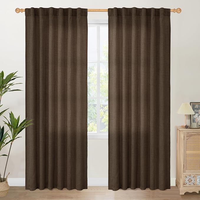 YoungsTex Brown Linen Curtains 80 Inch Length by YoungsTex