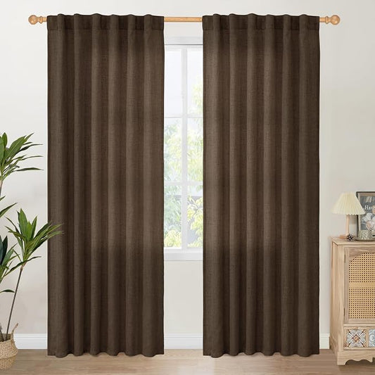 YoungsTex Brown Linen Curtains 80 Inch Length by YoungsTex