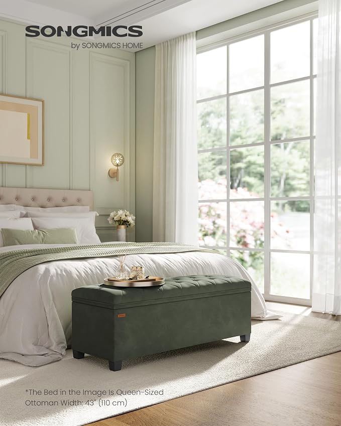 SONGMICS Velvet Storage Ottoman Bench, Foot Rest - Image 2