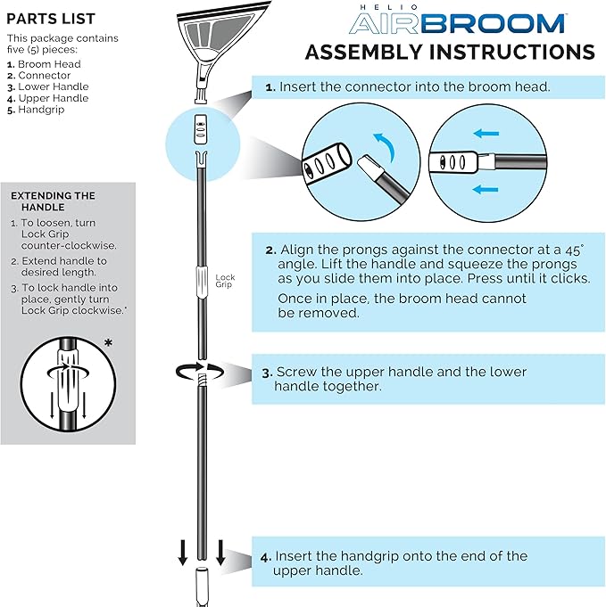 Helio Air Broom 3 Piece Kit All Surface Sweeper and Squeegee - Image 4