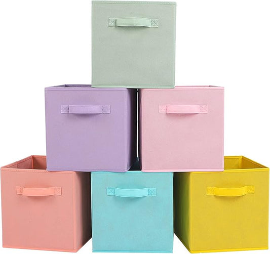 Stero Fabric Storage Bins 6 Pack Fun Colored Durable Storage Cubes by Stero