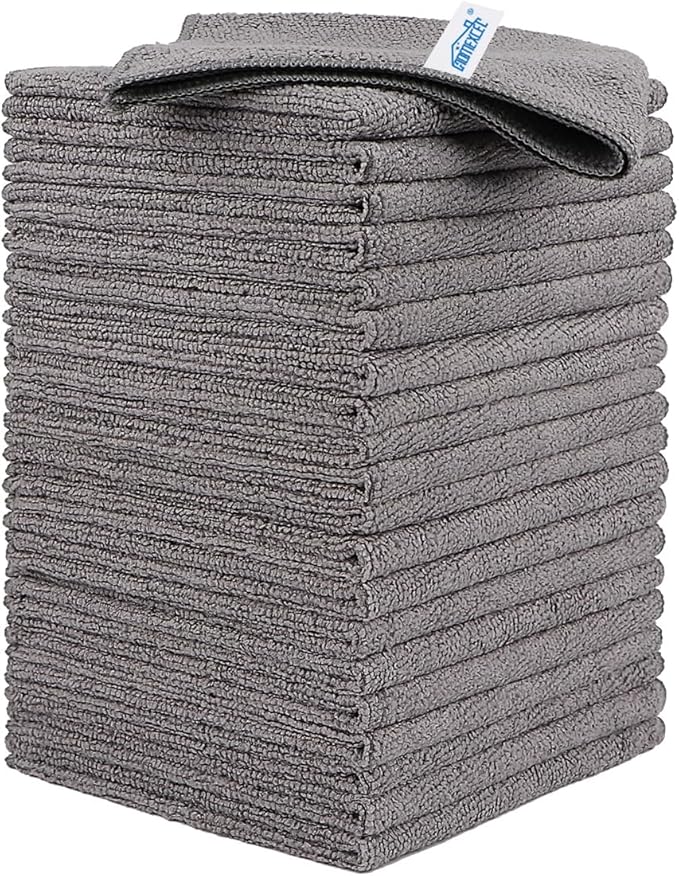 HOMEXCEL Grey Microfiber Cleaning Cloth, 24 Pack Cleaning Towels by HOMEXCEL