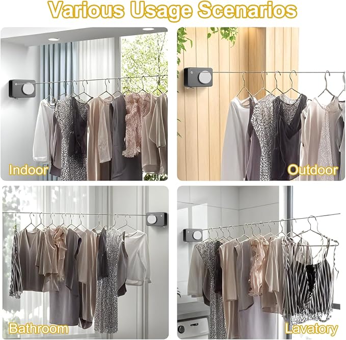 Retractable Clothesline Indoor/Outdoor, Anti-Sag - Image 7