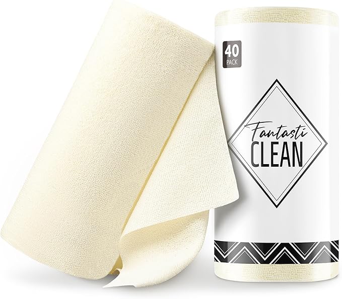 Fantasticlean Microfiber Cleaning Cloth Roll -40 Pack, Tear Away Microfiber by Fantasticlean