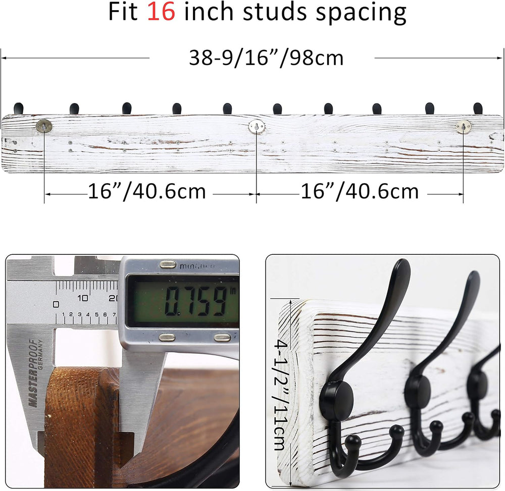 WEBI Coat Rack Wall Mount,38 9/16" Long,10 Hooks,Large Coat Hooks Wall M...