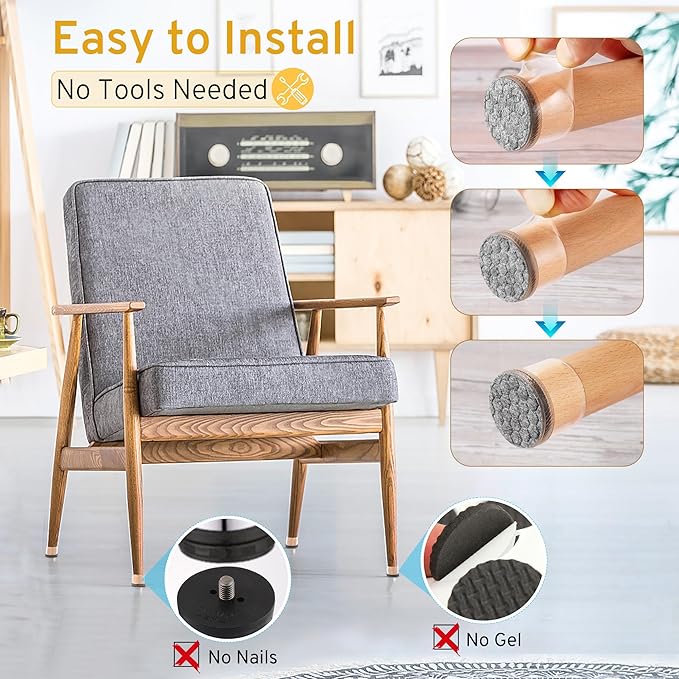 24PCS Round Chair Leg Floor Protectors, Furniture Sliders, Chair Leg Protectors - Image 5