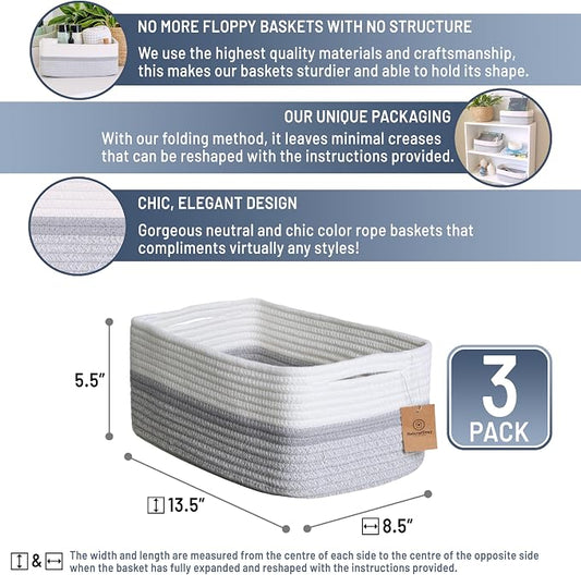 NaturalCozy 13.5”x8.5”x5.5” Storage Baskets - Image 2