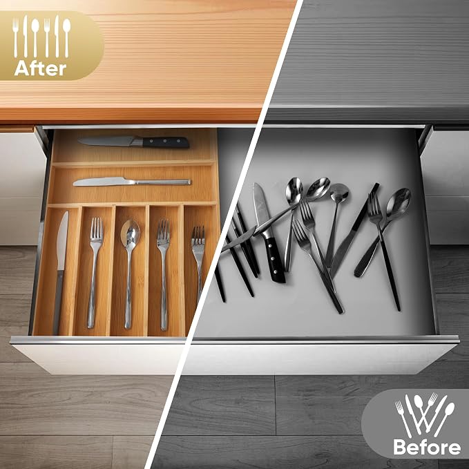 Silverware Organizer, 12.5 Inch Utensil Organizer Kitchen Drawer Organizer - Image 4