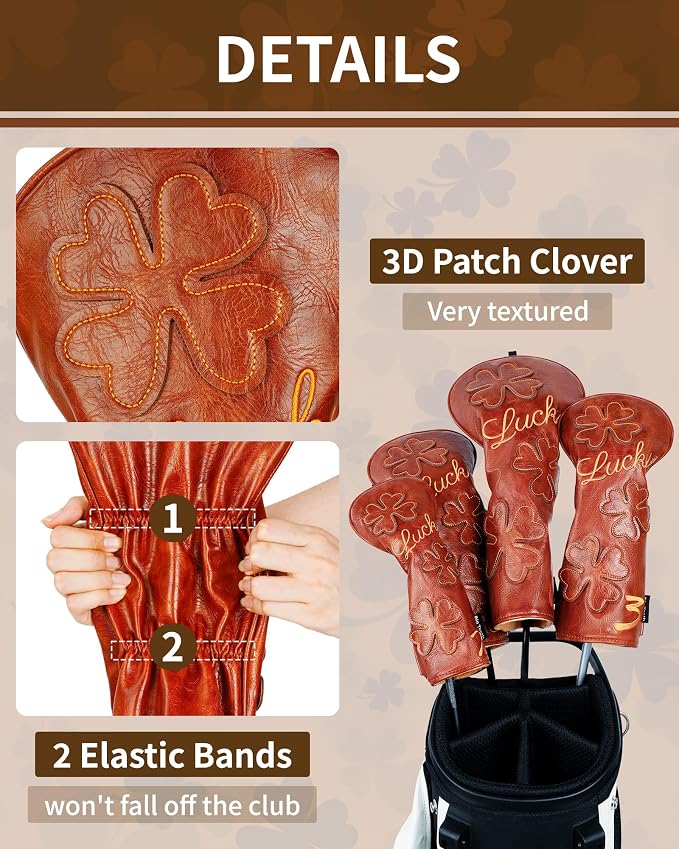 Golf Headcovers Golf Club Head Covers Four Leaf Clover Good Luck Charm - Image 8