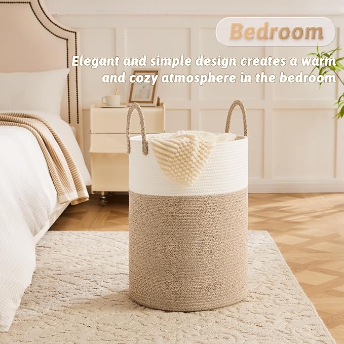 Laundry Basket, Woven Cotton Rope Laundry Hamper, 100L - Image 4