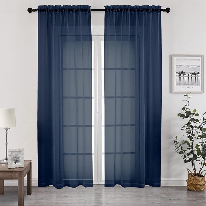 Chyhomenyc Sheer Curtains Extra Long 96 inch 2 PCS- Casual Style Airy & by Chyhomenyc
