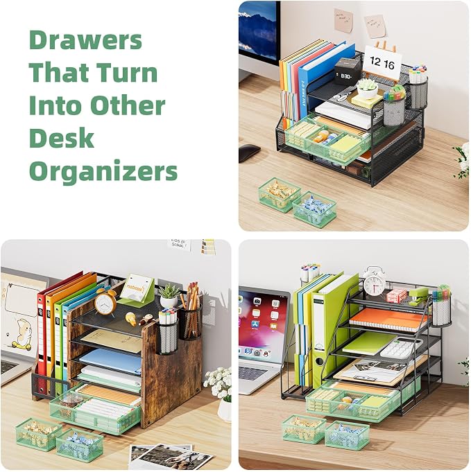 Marbrasse 3 Packs Desk Drawer Organizers, Metal Mesh Dividers - Image 6