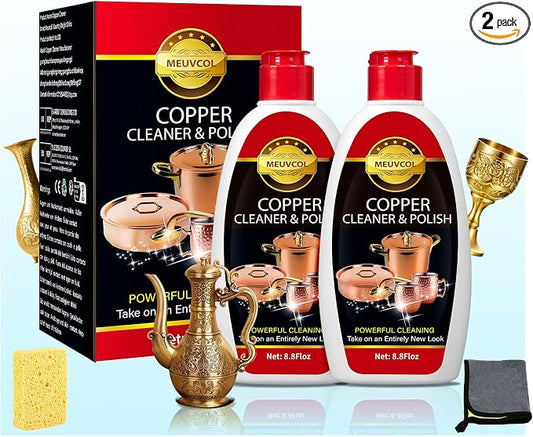 Copper & Brass Cleaner and Polish – 17.6 Oz Gentle Copper Polishing Cream by Meuvcol