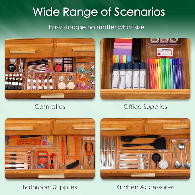 Criusia Drawer Organizer Set, Acrylic Non Slip Non Cracking Kitchen Drawer - Image 5