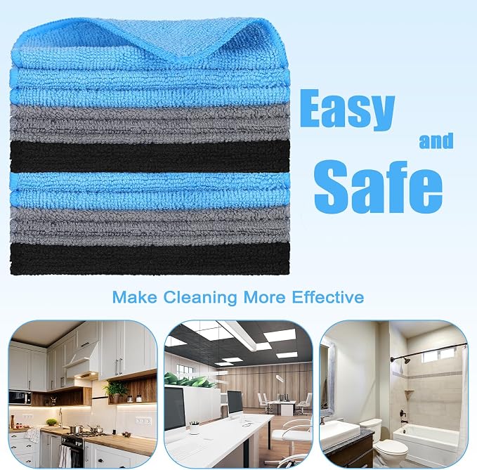 Tanlade Microfiber Cleaning Cloth 6"x6" Cleaning Rags Reasonable Kitchen Towels - Image 4