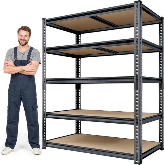 72"H Storage Shelves Heavy Duty, 2000LBS Garage Shelving, 5 Tier Metal Shelving by Unknown