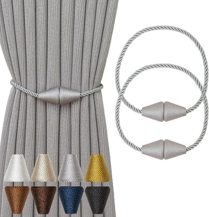 Magnetic Curtain Tiebacks 2 Pack Outdoor Rope Curtain Tie Backs Decorative by CurtainTiebacks