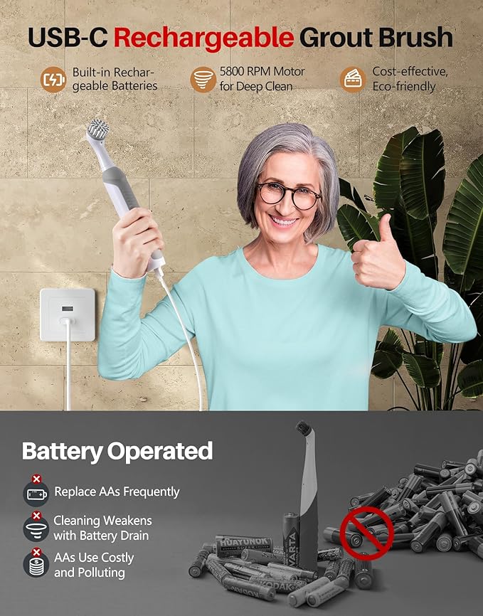 kHelfer Rechargeable Electric Grout Brush - Image 2