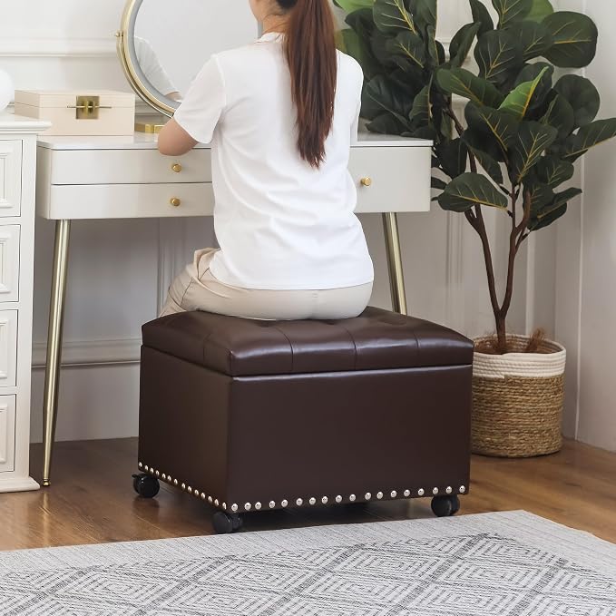 Joveco Leather Storage Ottoman - Image 4