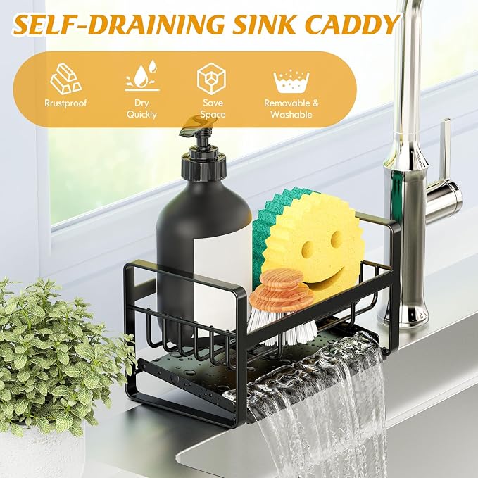 Sponge Holder for Kitchen Sink, Stainless Steel Kitchen Sink Organizer - Image 4