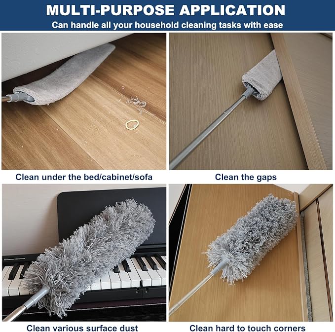 100 Inch Retractable Gap Dust Cleaner Cleaning Tools & Microfiber Feather - Image 4