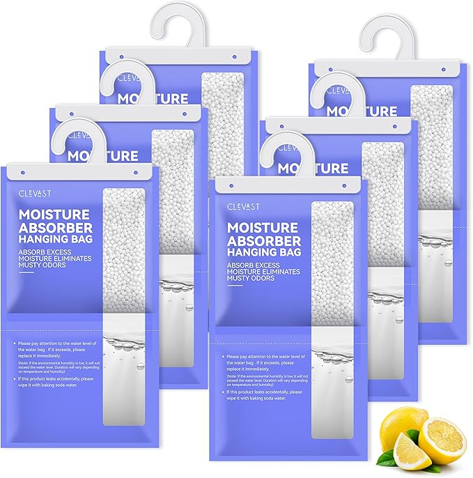 CLEVAST Moisture Absorbers Packets, 15.2 OZ, 6 Pack, Lemon Fragrance Big by CLEVAST