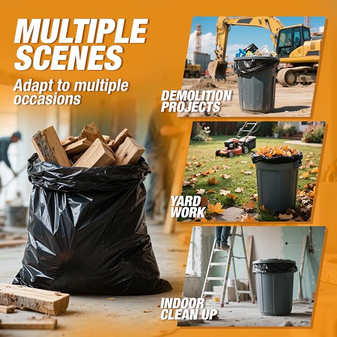 Heavy Duty Contractor Trash Bags 30-33 Gallon 50 Count, 1.5 Mil Extra Thick - Image 7
