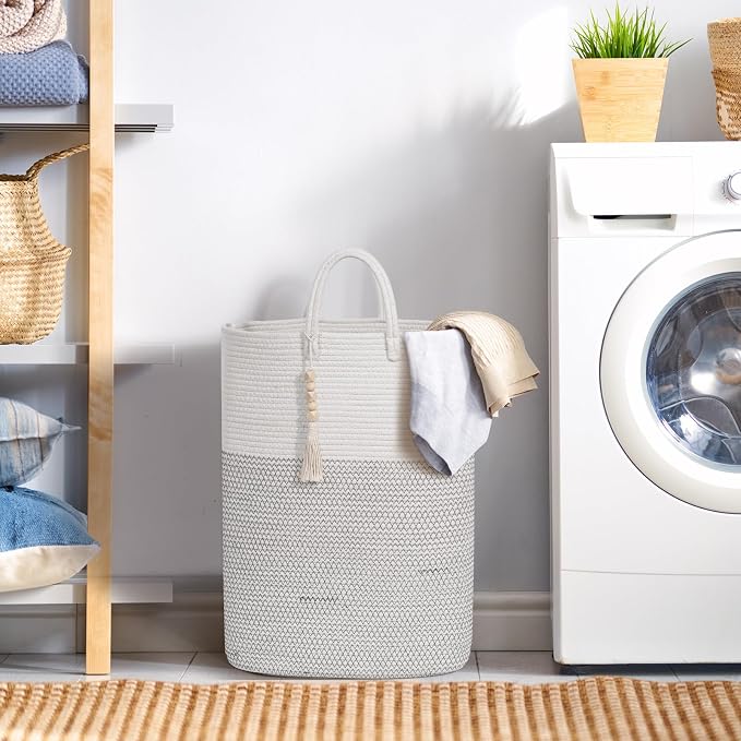 Woven Laundry Basket for Clothes, 65L Large Rectangle Laundry Hampers, Nursery - Image 2