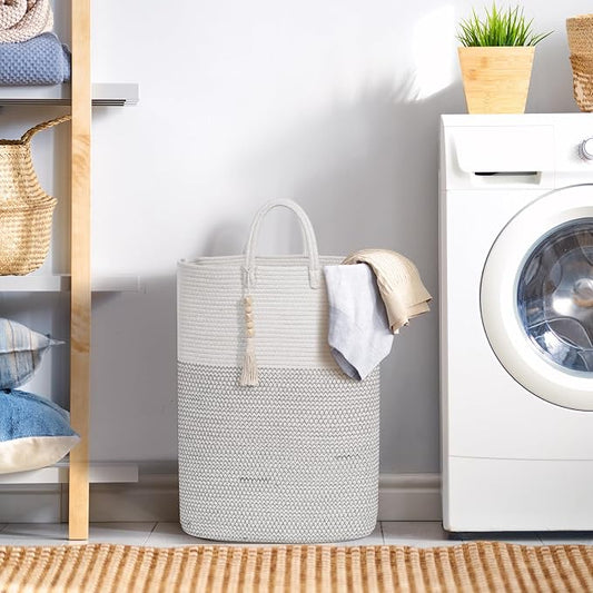 Woven Laundry Basket for Clothes, 65L Large Rectangle Laundry Hampers, Nursery - Image 2